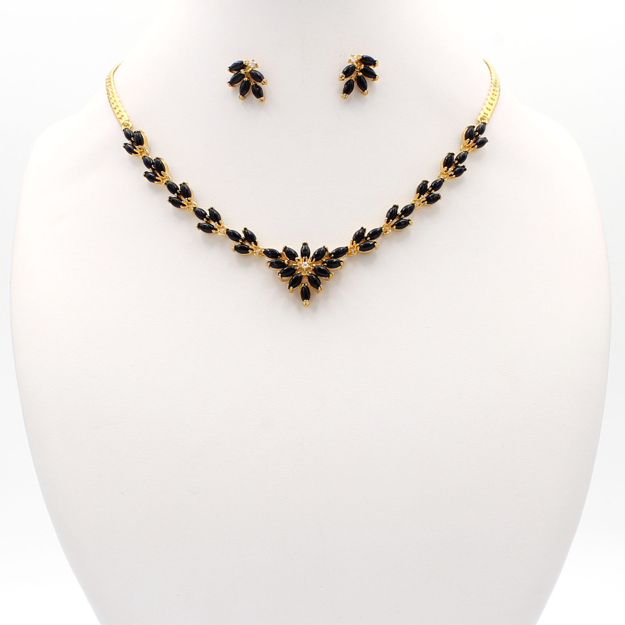 Black Metal Polki Look Alike Necklace Set with Earrings – The Shopping Tree